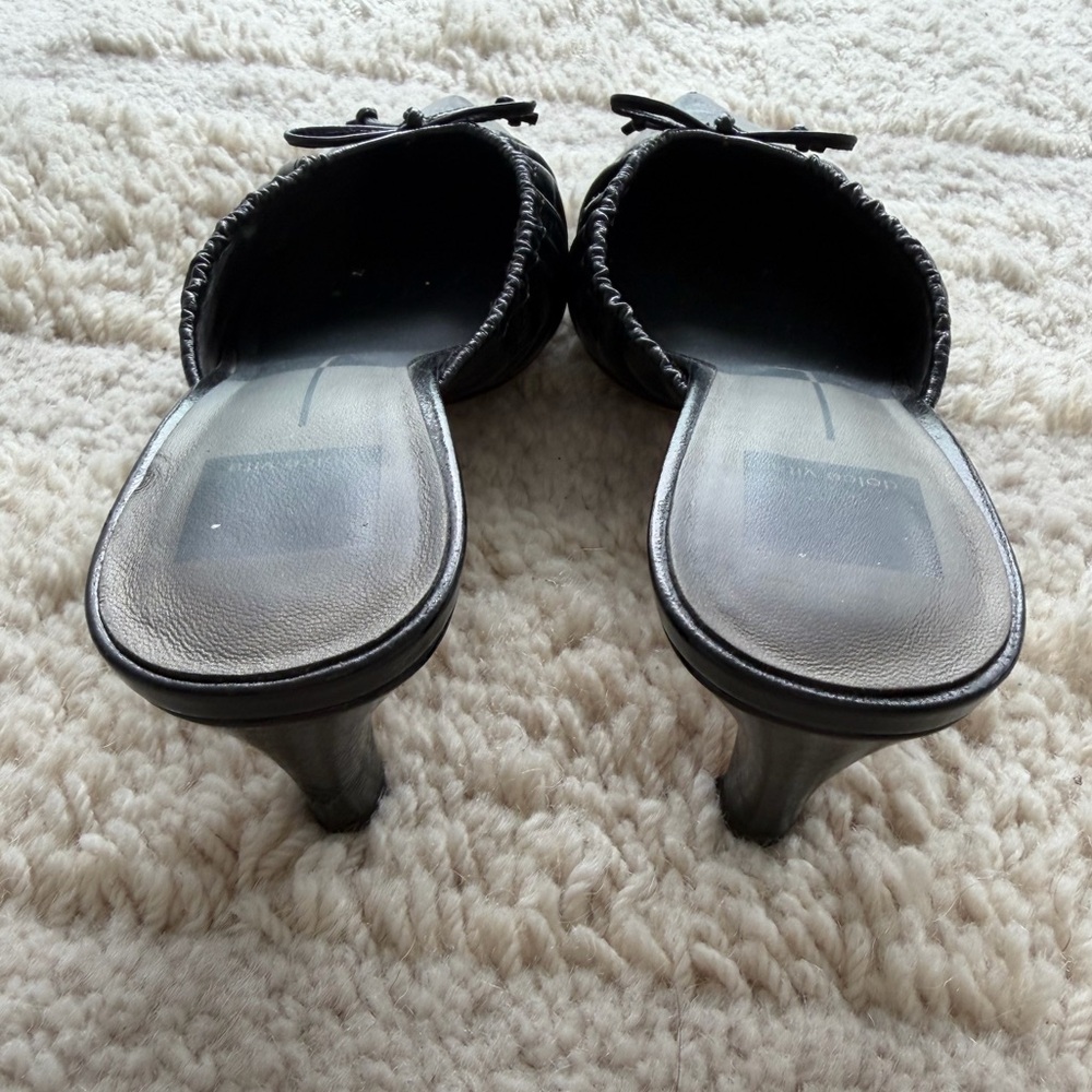 Dolce Vita Black Kairi Mid Midnight Crinkle Mule Heels - Picture 6 of 8
